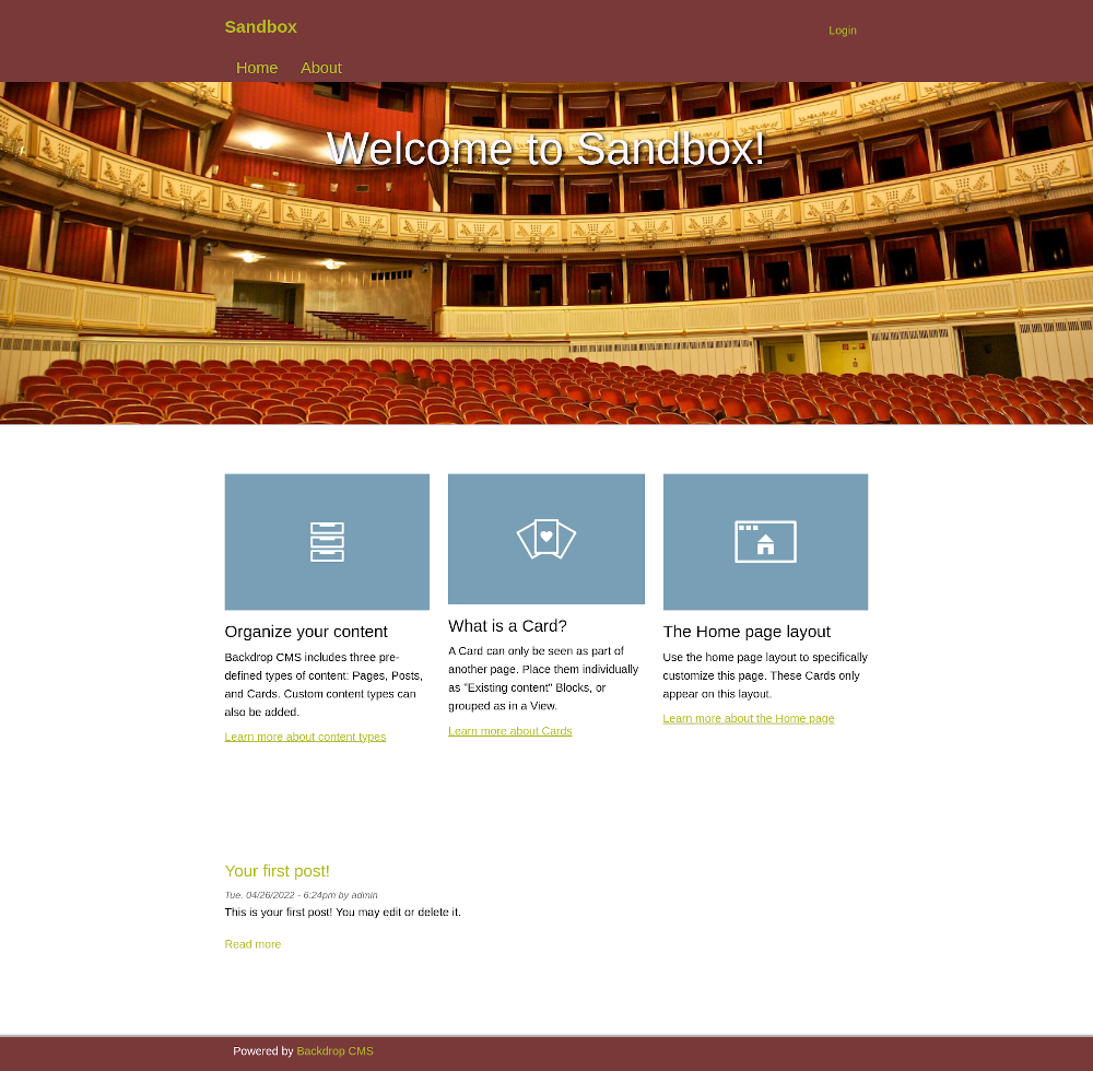 ​​​​​​Screenshot of front page of Opera theme.