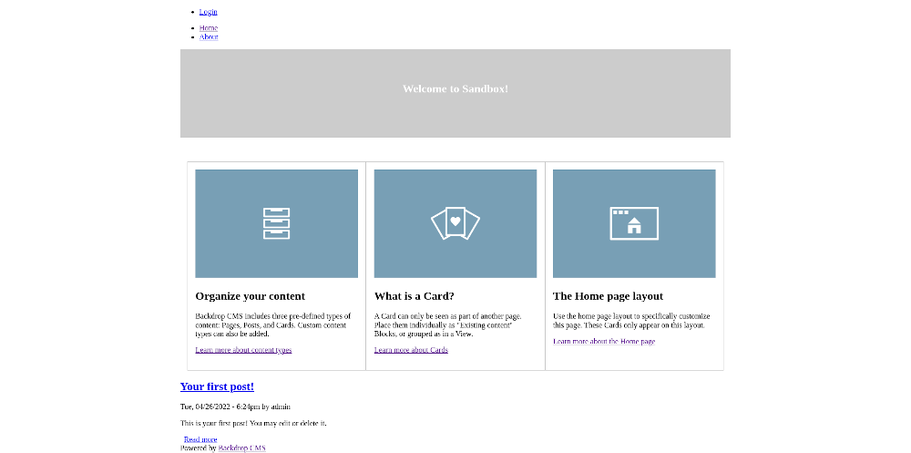 ​​​​​​Screenshot of front page of Pure CSS theme.