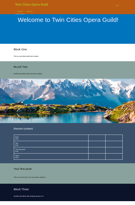 A screenshot of a site with stacked full width blocks and hero images.